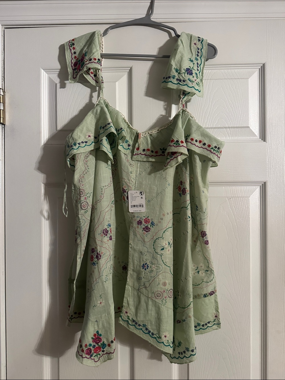 Free People Light Green Embroidered Floral tunic - Picture 5 of 11
